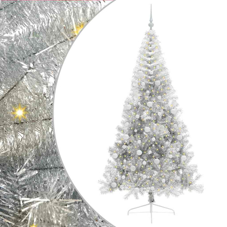 Vidaxx sapin de Noël artificiel illuminé avec 300 LED argent capuchon 210 cm