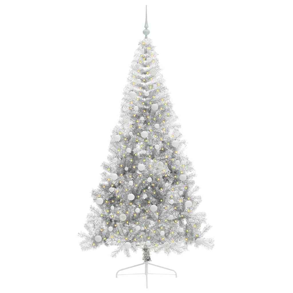 Vidaxx sapin de Noël artificiel illuminé avec 300 LED argent capuchon 210 cm
