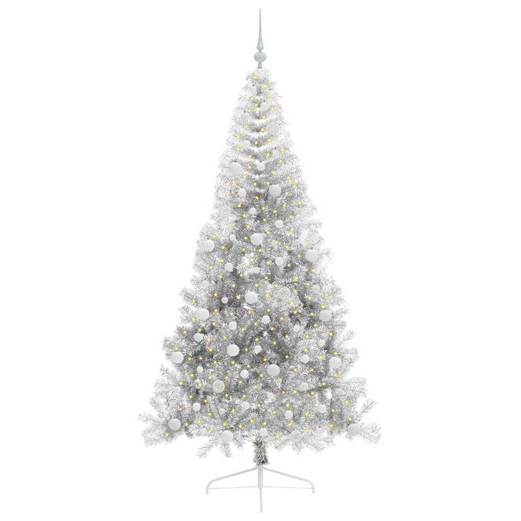 Vidaxx sapin de Noël artificiel illuminé avec 300 LED argent capuchon 210 cm