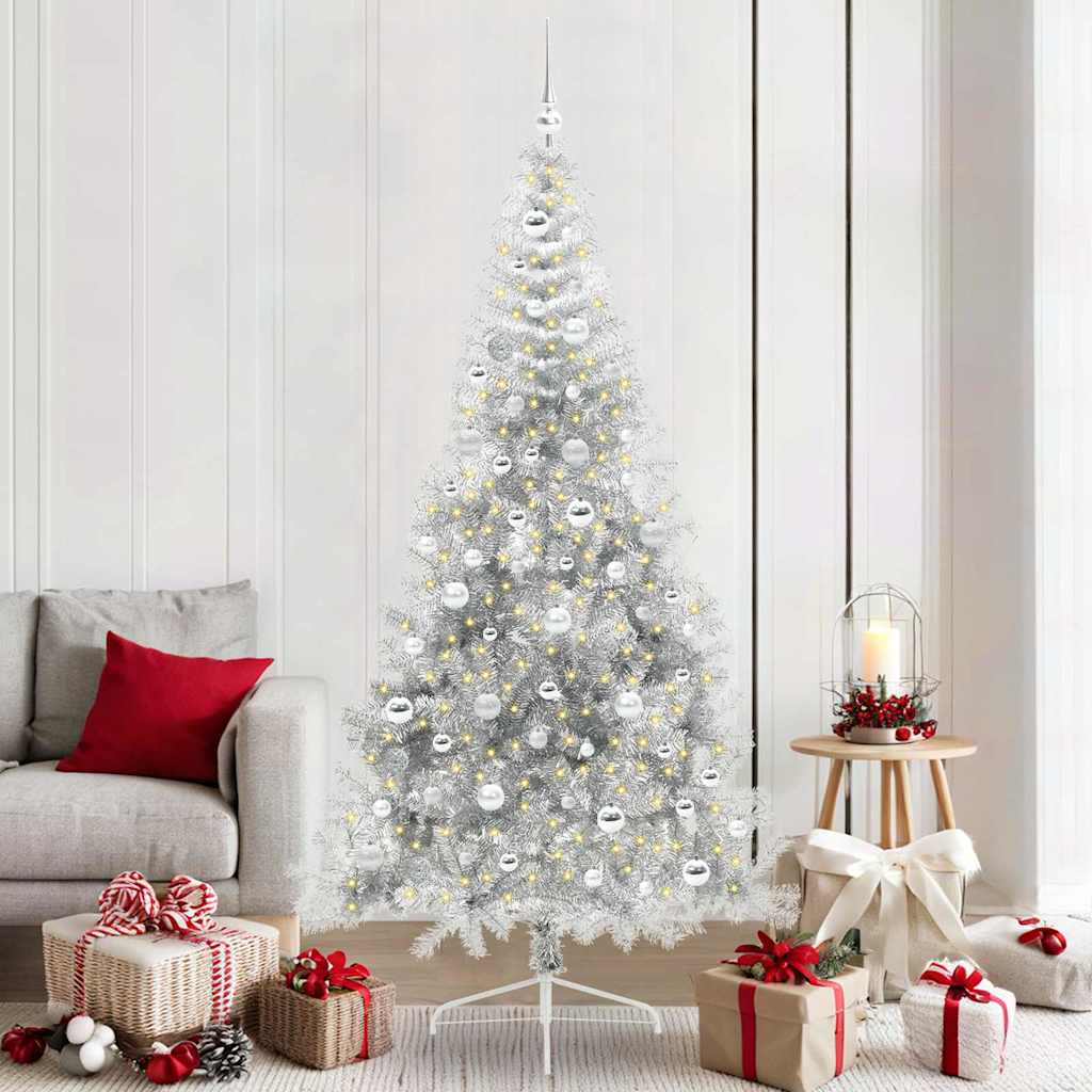 Vidaxx sapin de Noël artificiel illuminé avec 300 LED argent capuchon 210 cm