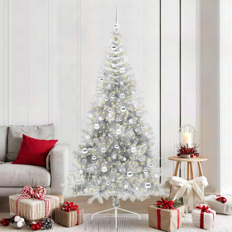 Vidaxx sapin de Noël artificiel illuminé avec 300 LED argent capuchon 210 cm