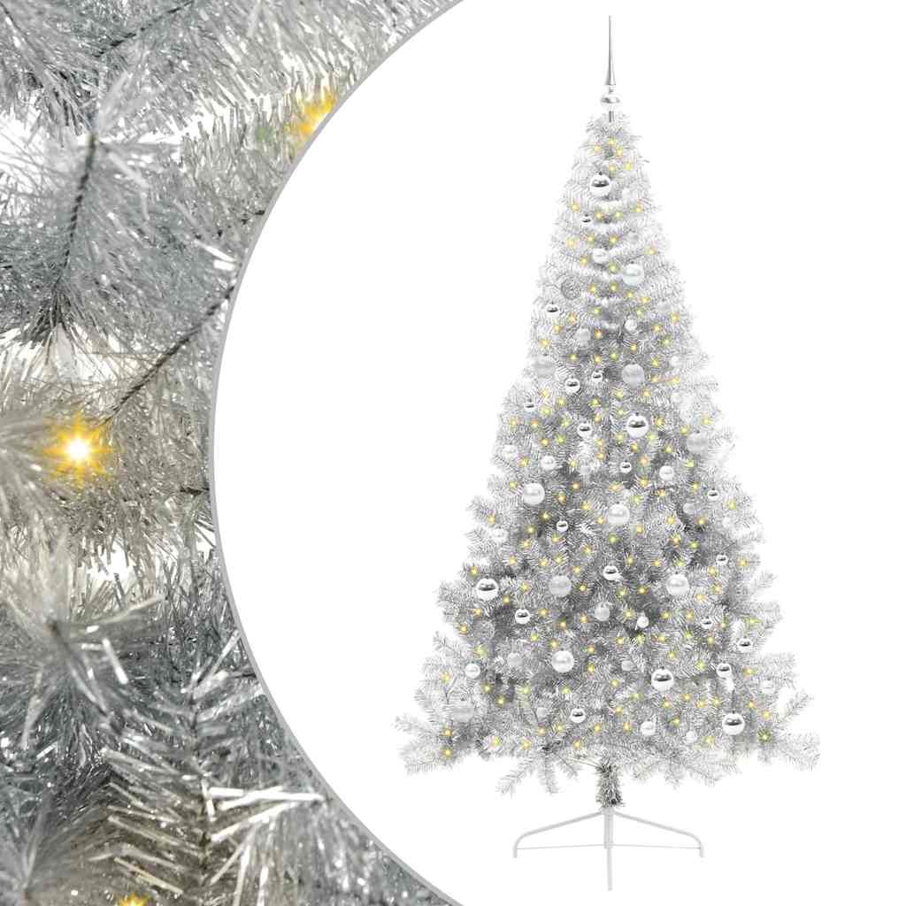 Vidaxx sapin de Noël artificiel illuminé avec 300 LED argent capuchon 210 cm