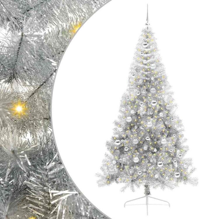 Vidaxx sapin de Noël artificiel illuminé avec 300 LED argent capuchon 210 cm