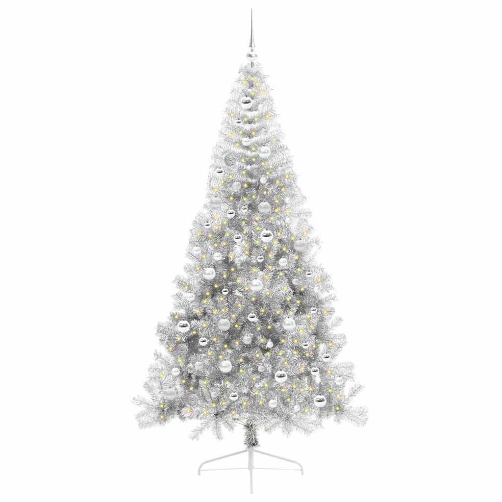 Vidaxx sapin de Noël artificiel illuminé avec 300 LED argent capuchon 210 cm