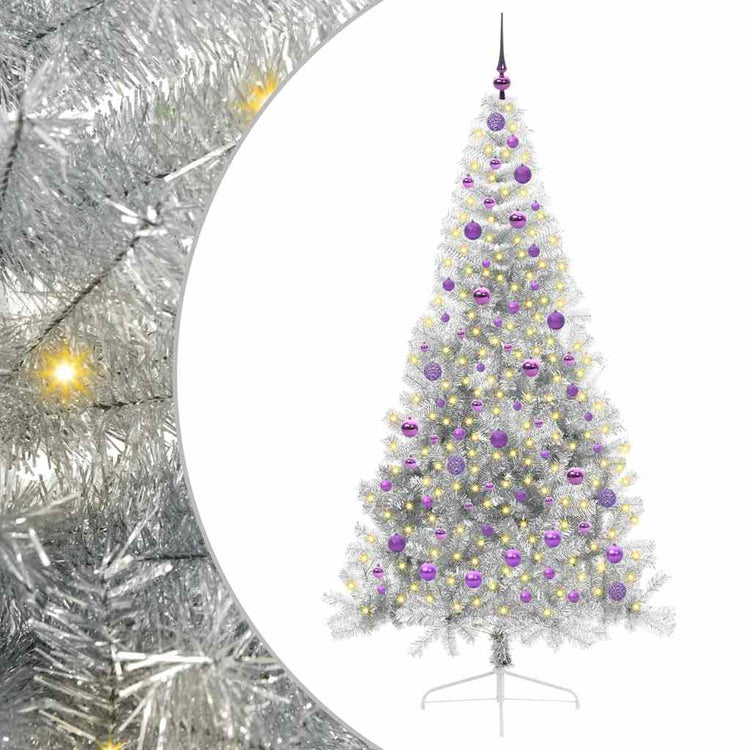 Vidaxx sapin de Noël artificiel illuminé avec 300 LED argent capuchon 210 cm
