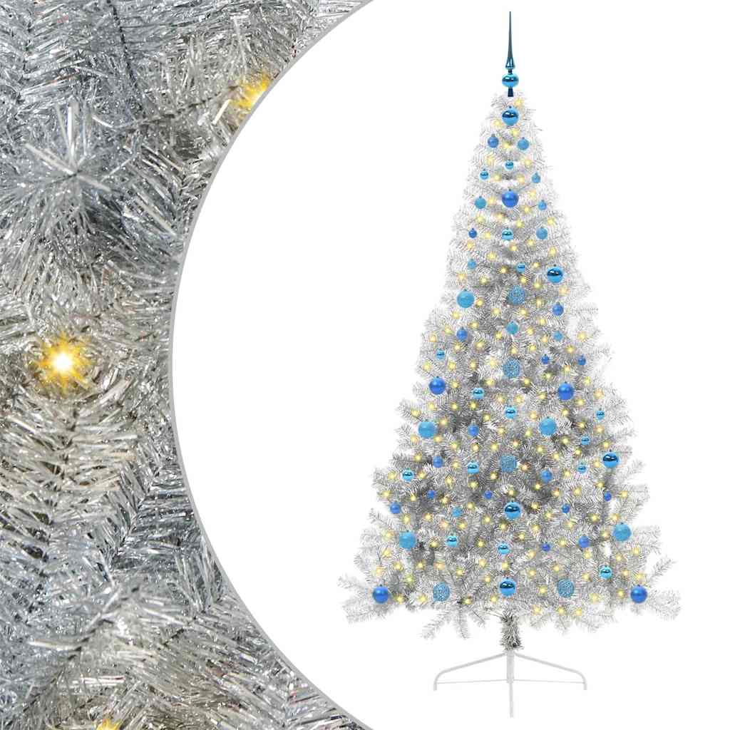 Vidaxx sapin de Noël artificiel illuminé avec 300 LED argent capuchon 210 cm