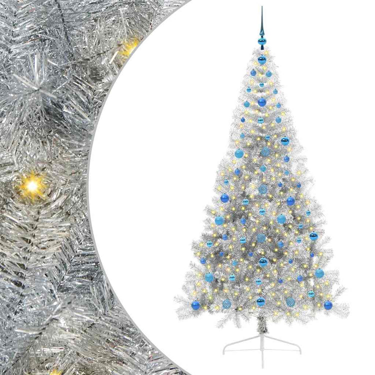 Vidaxx sapin de Noël artificiel illuminé avec 300 LED argent capuchon 210 cm