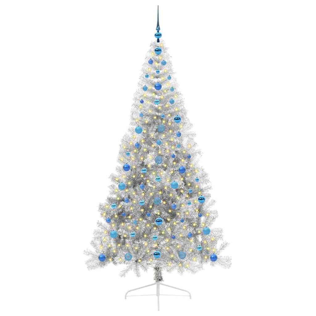 Vidaxx sapin de Noël artificiel illuminé avec 300 LED argent capuchon 210 cm