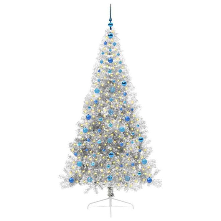 Vidaxx sapin de Noël artificiel illuminé avec 300 LED argent capuchon 210 cm