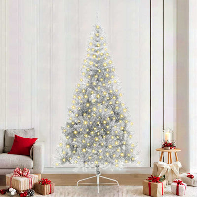 Vidaxx sapin de Noël artificiel illuminé avec 300 LED argent capuchon 240 cm