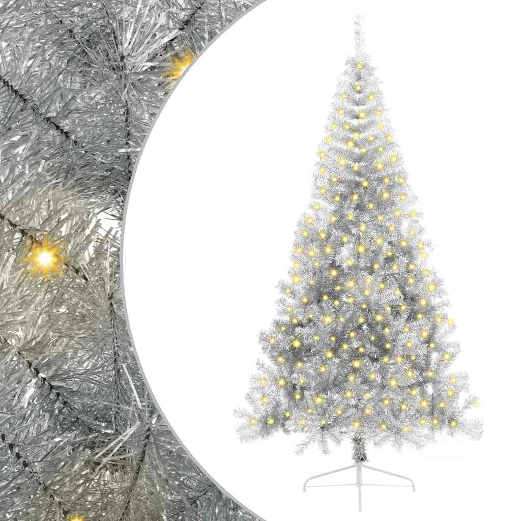 Vidaxx sapin de Noël artificiel illuminé avec 300 LED argent capuchon 240 cm