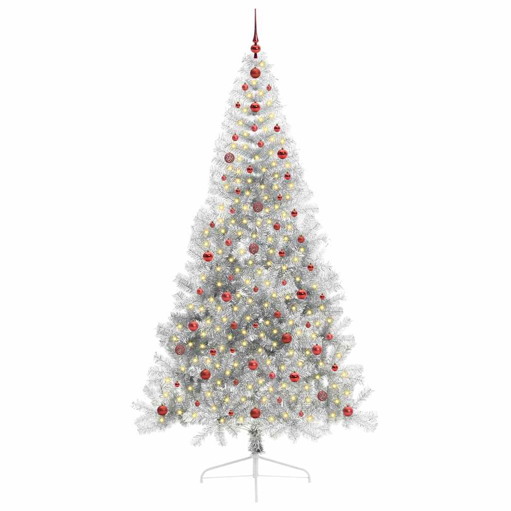 Vidaxx sapin de Noël artificiel illuminé avec 300 LED argent capuchon 240 cm