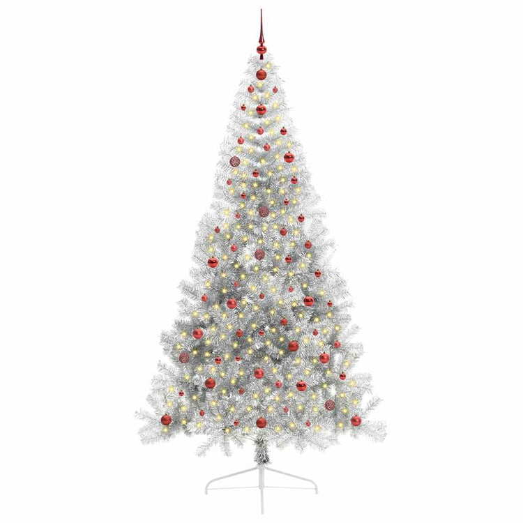 Vidaxx sapin de Noël artificiel illuminé avec 300 LED argent capuchon 240 cm
