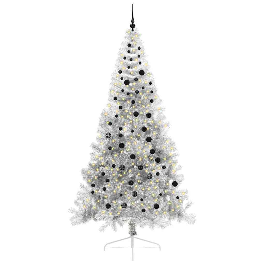 Vidaxx sapin de Noël artificiel illuminé avec 300 LED argent capuchon 240 cm