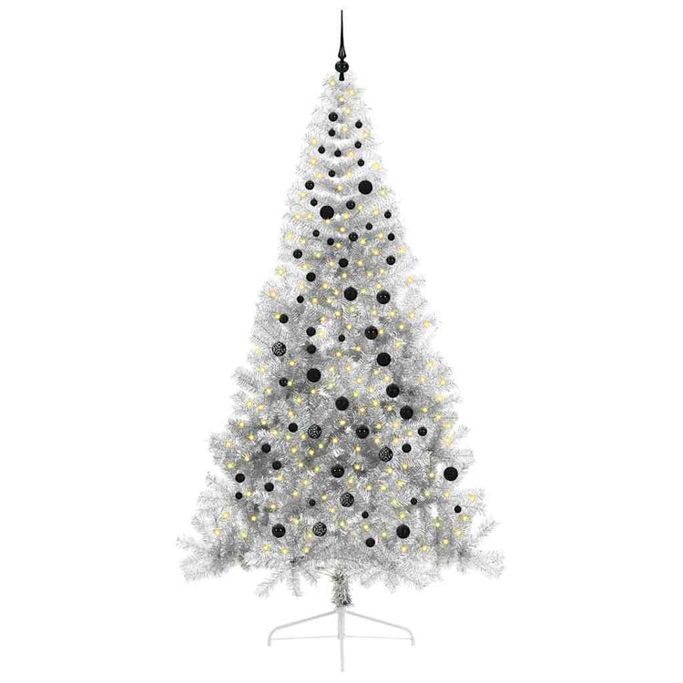 Vidaxx sapin de Noël artificiel illuminé avec 300 LED argent capuchon 240 cm