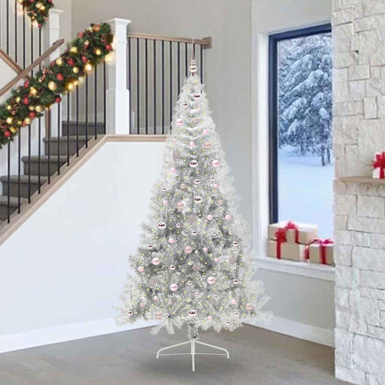 Vidaxx sapin de Noël artificiel illuminé avec 300 LED argent capuchon 240 cm