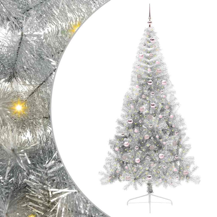 Vidaxx sapin de Noël artificiel illuminé avec 300 LED argent capuchon 240 cm