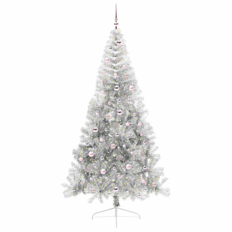 Vidaxx sapin de Noël artificiel illuminé avec 300 LED argent capuchon 240 cm