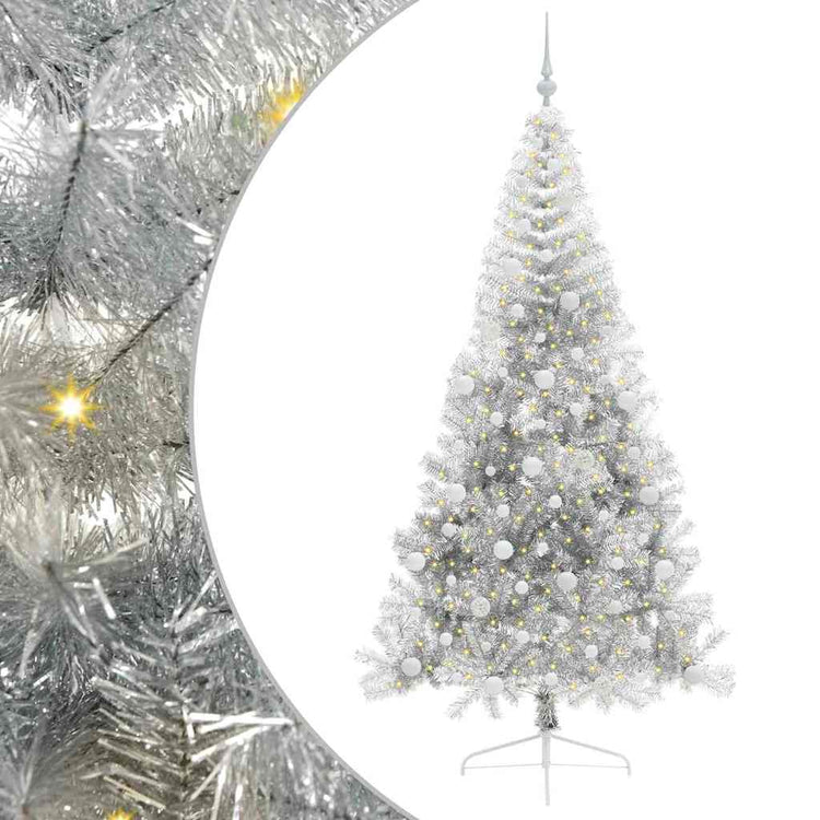 Vidaxx sapin de Noël artificiel illuminé avec 300 LED argent capuchon 240 cm