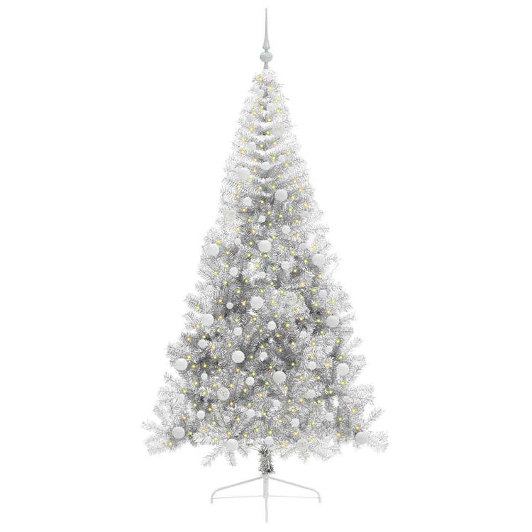 Vidaxx sapin de Noël artificiel illuminé avec 300 LED argent capuchon 240 cm