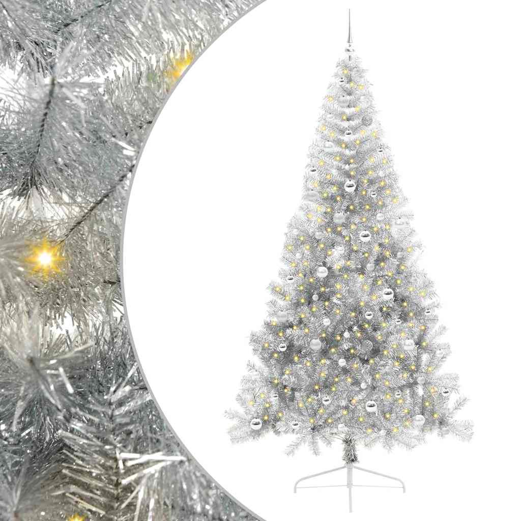 Vidaxx sapin de Noël artificiel illuminé avec 300 LED argent capuchon 240 cm