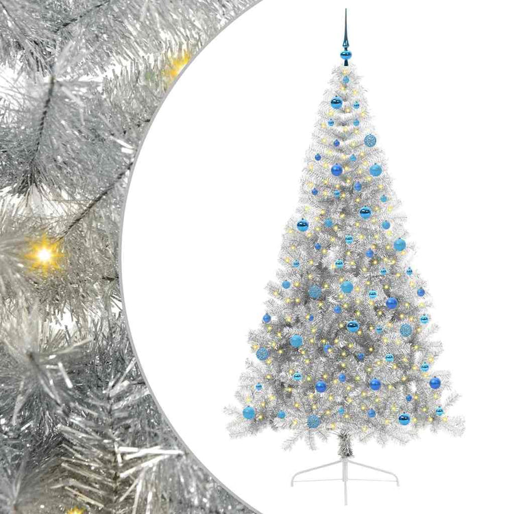 Vidaxx sapin de Noël artificiel illuminé avec 300 LED argent capuchon 240 cm