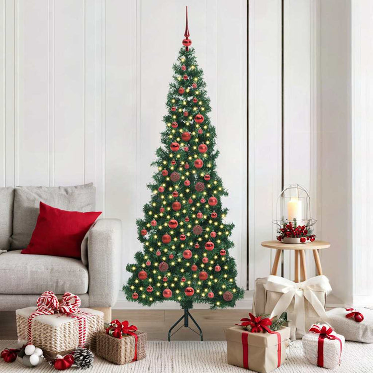 Vidaxx sapin de Noël artificiel d'angle avec 300 LED vert 180 cm PVC et métal
