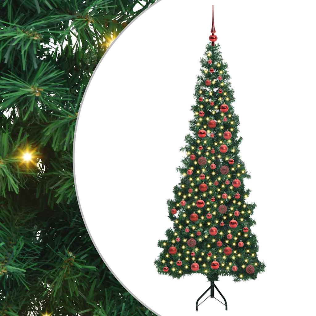 Vidaxx sapin de Noël artificiel d'angle avec 300 LED vert 180 cm PVC et métal