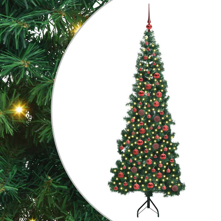 Vidaxx sapin de Noël artificiel d'angle avec 300 LED vert 180 cm PVC et métal