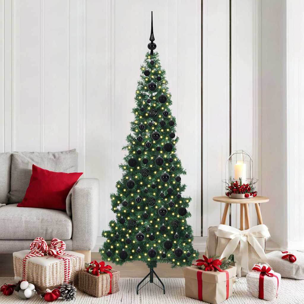 Vidaxx sapin de Noël artificiel d'angle avec 300 LED vert 180 cm PVC et métal