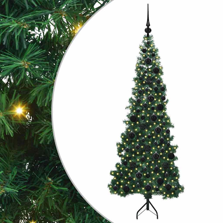 Vidaxx sapin de Noël artificiel d'angle avec 300 LED vert 180 cm PVC et métal