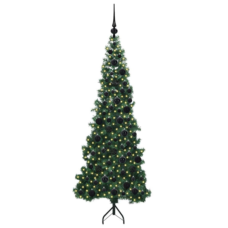 Vidaxx sapin de Noël artificiel d'angle avec 300 LED vert 180 cm PVC et métal