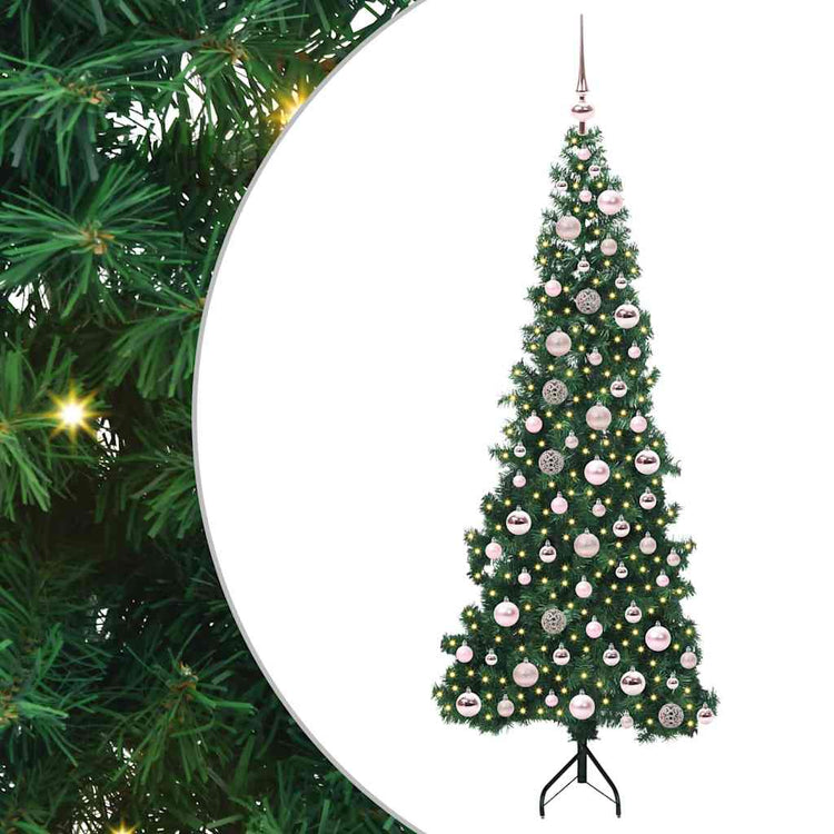 Vidaxx sapin de Noël artificiel d'angle avec 300 LED vert 180 cm PVC et métal