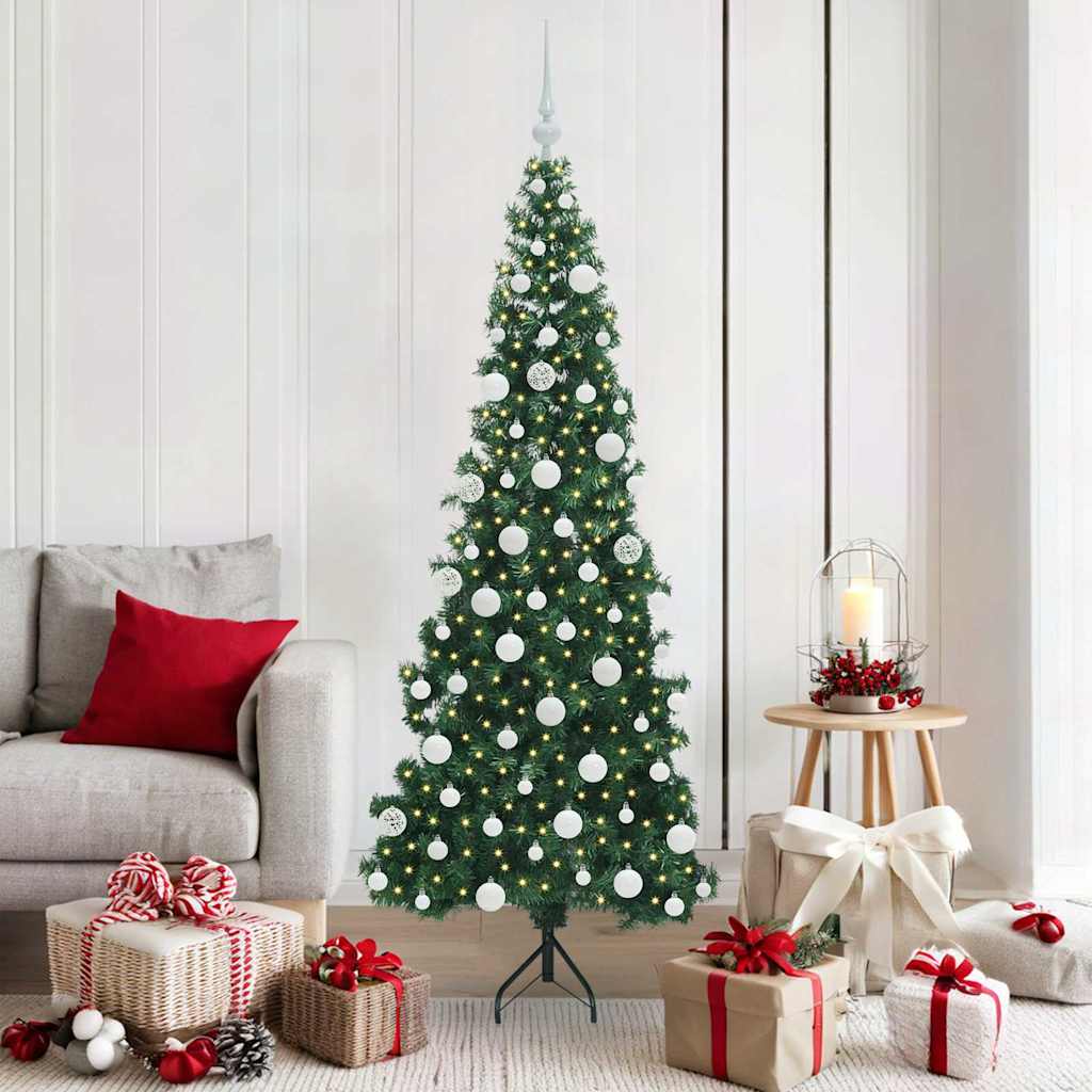 Vidaxx sapin de Noël artificiel d'angle avec 300 LED vert 180 cm PVC et métal