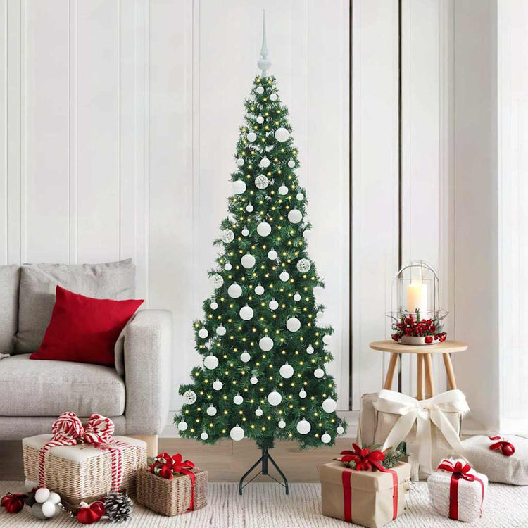 Vidaxx sapin de Noël artificiel d'angle avec 300 LED vert 180 cm PVC et métal