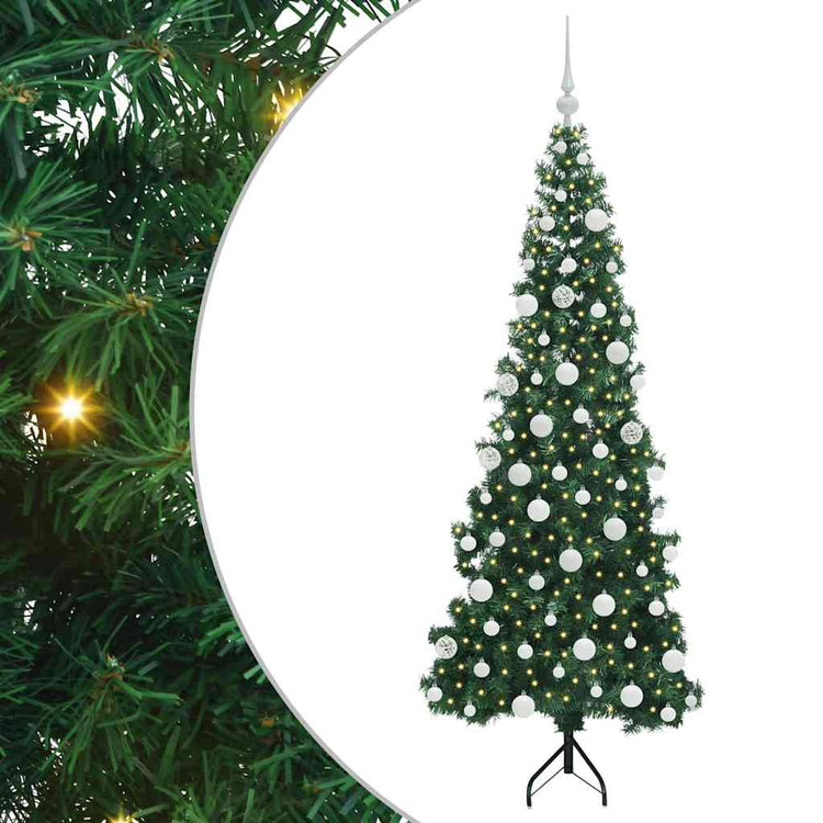Vidaxx sapin de Noël artificiel d'angle avec 300 LED vert 180 cm PVC et métal