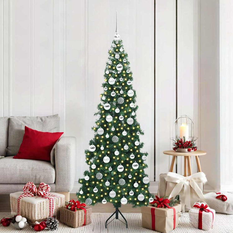 Vidaxx sapin de Noël artificiel d'angle avec 300 LED vert 180 cm PVC et métal