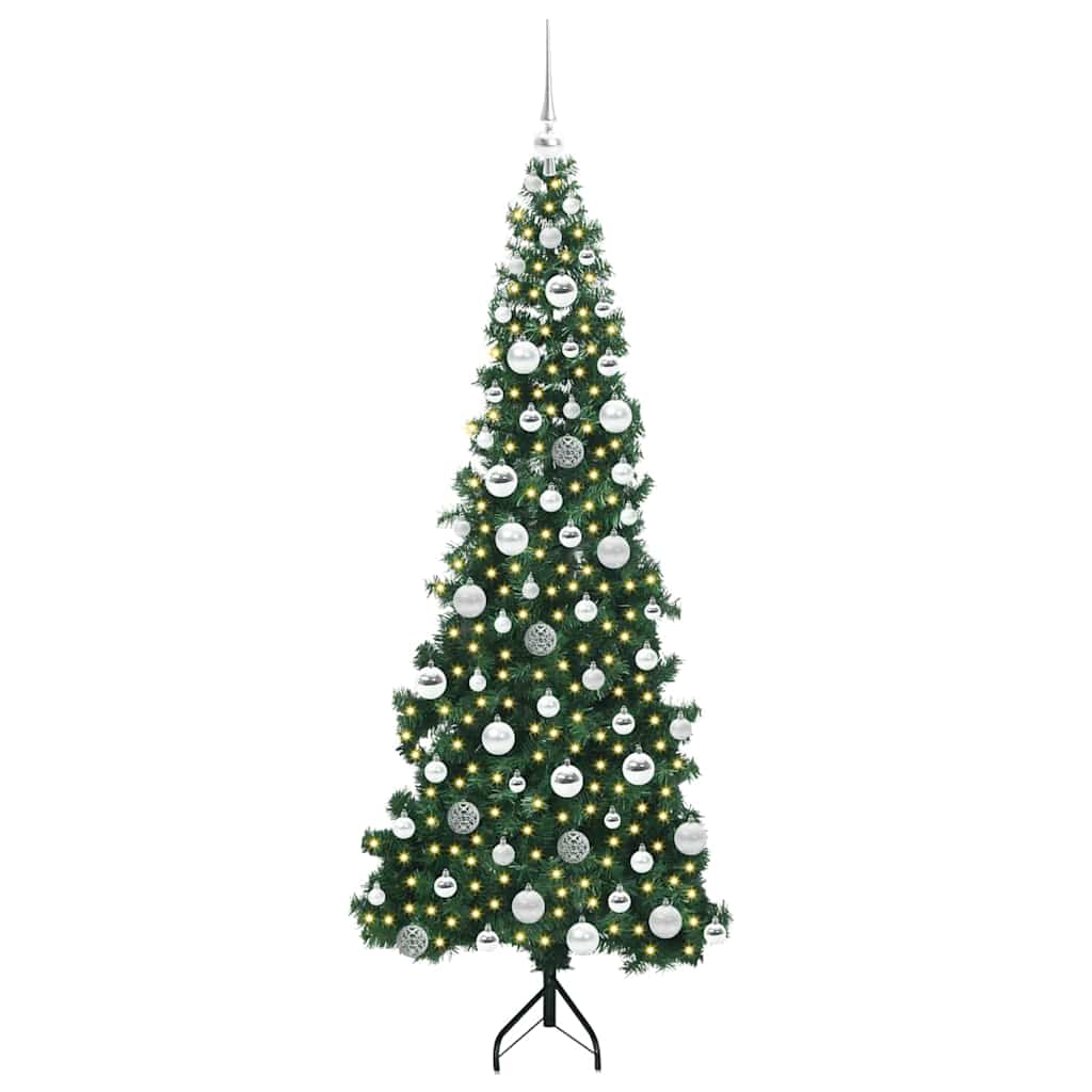 Vidaxx sapin de Noël artificiel d'angle avec 300 LED vert 180 cm PVC et métal