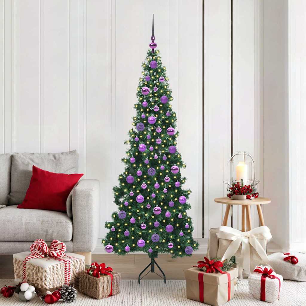 Vidaxx sapin de Noël artificiel d'angle avec 300 LED vert 180 cm PVC et métal