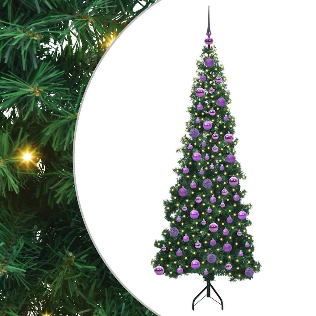 Vidaxx sapin de Noël artificiel d'angle avec 300 LED vert 180 cm PVC et métal
