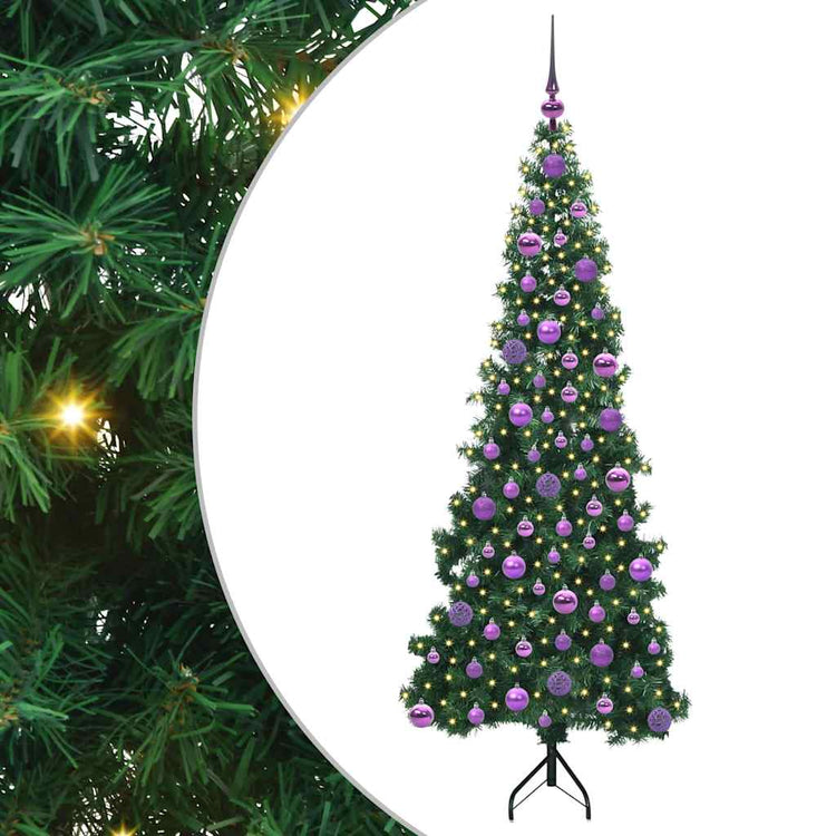 Vidaxx sapin de Noël artificiel d'angle avec 300 LED vert 180 cm PVC et métal