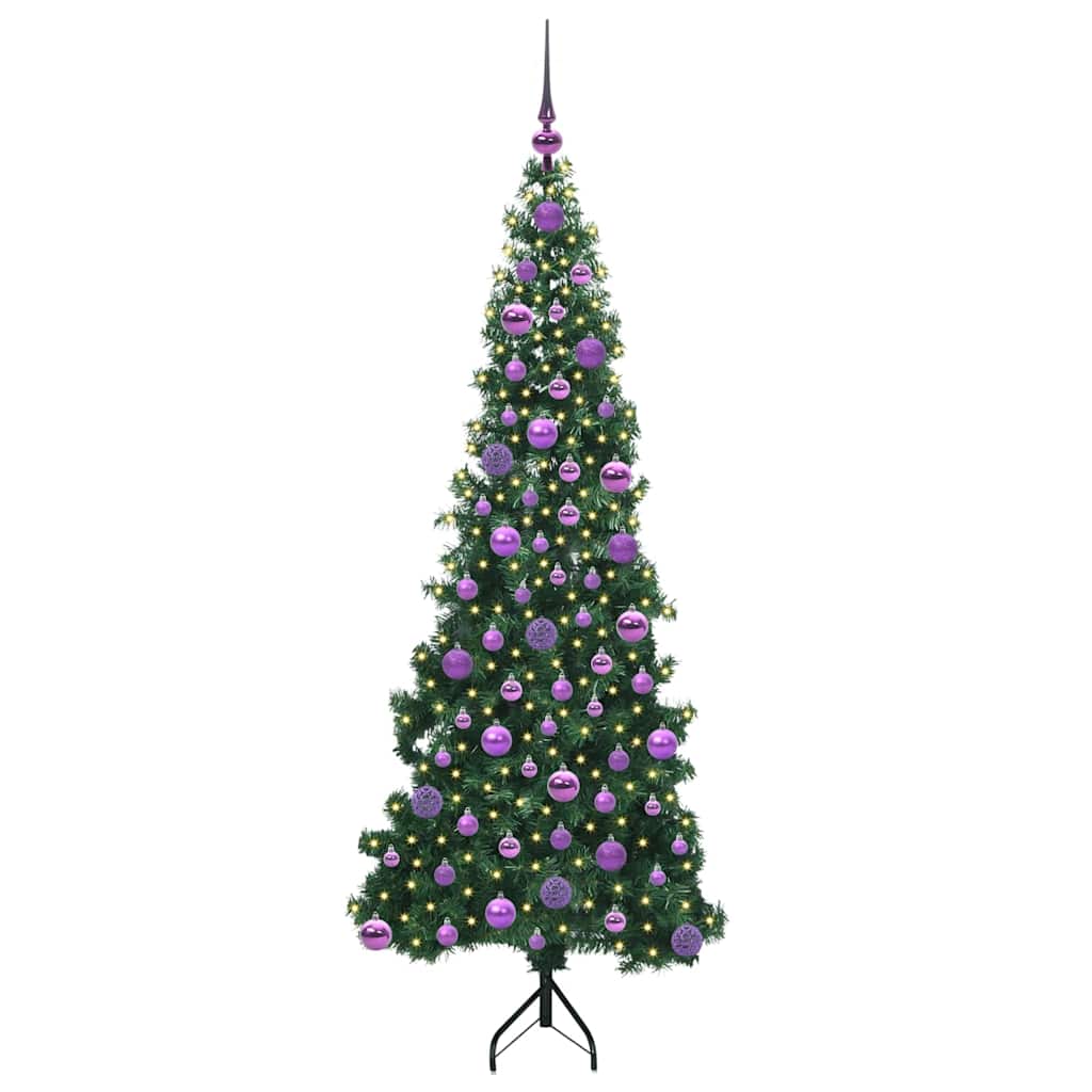 Vidaxx sapin de Noël artificiel d'angle avec 300 LED vert 180 cm PVC et métal