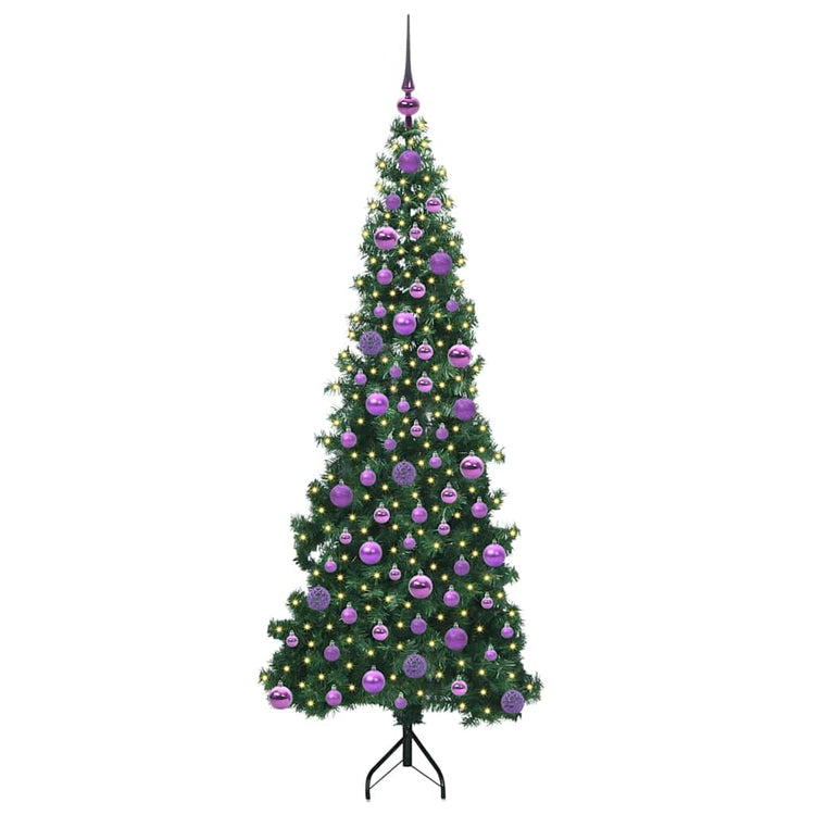 Vidaxx sapin de Noël artificiel d'angle avec 300 LED vert 180 cm PVC et métal