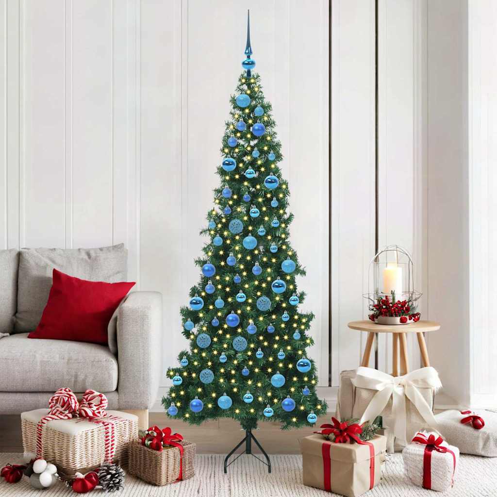 Vidaxx sapin de Noël artificiel d'angle avec 300 LED vert 180 cm PVC et métal