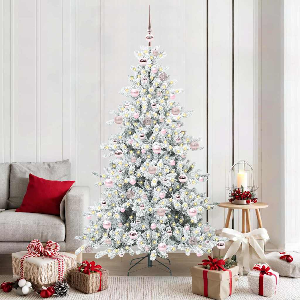 Vidaxx sapin de Noël artificiel pliant blanc 180 cm PVC et acier