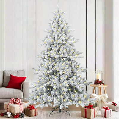 Vidaxx sapin de Noël artificiel pliant blanc 210 cm PVC et acier
