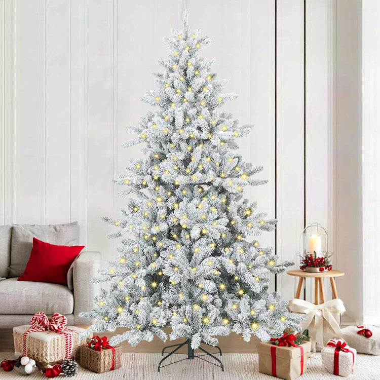 Vidaxx sapin de Noël artificiel pliant blanc 210 cm PVC et acier