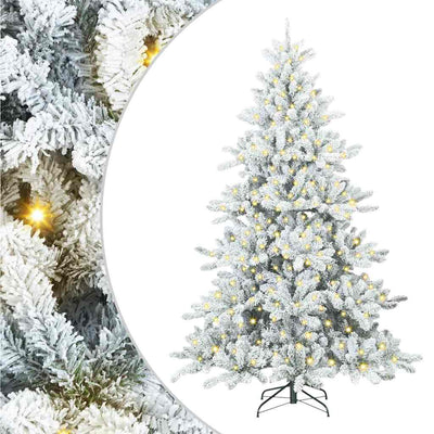 Vidaxx sapin de Noël artificiel pliant blanc 210 cm PVC et acier