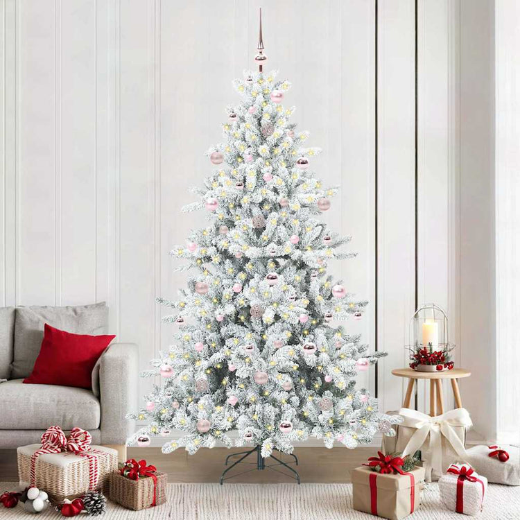 Vidaxx sapin de Noël artificiel pliant blanc 210 cm PVC et acier