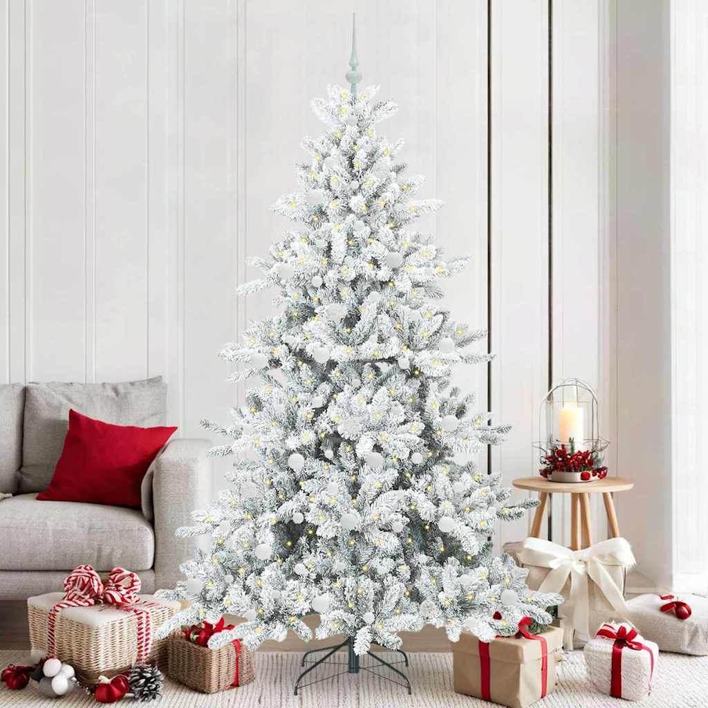 Vidaxx sapin de Noël artificiel pliant blanc 210 cm PVC et acier